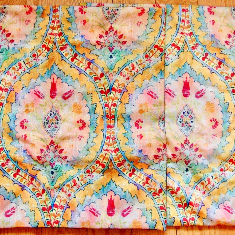 Pair (2) Luxury Batik Style Boho Decorative Pillow Covers, Throw Pillows